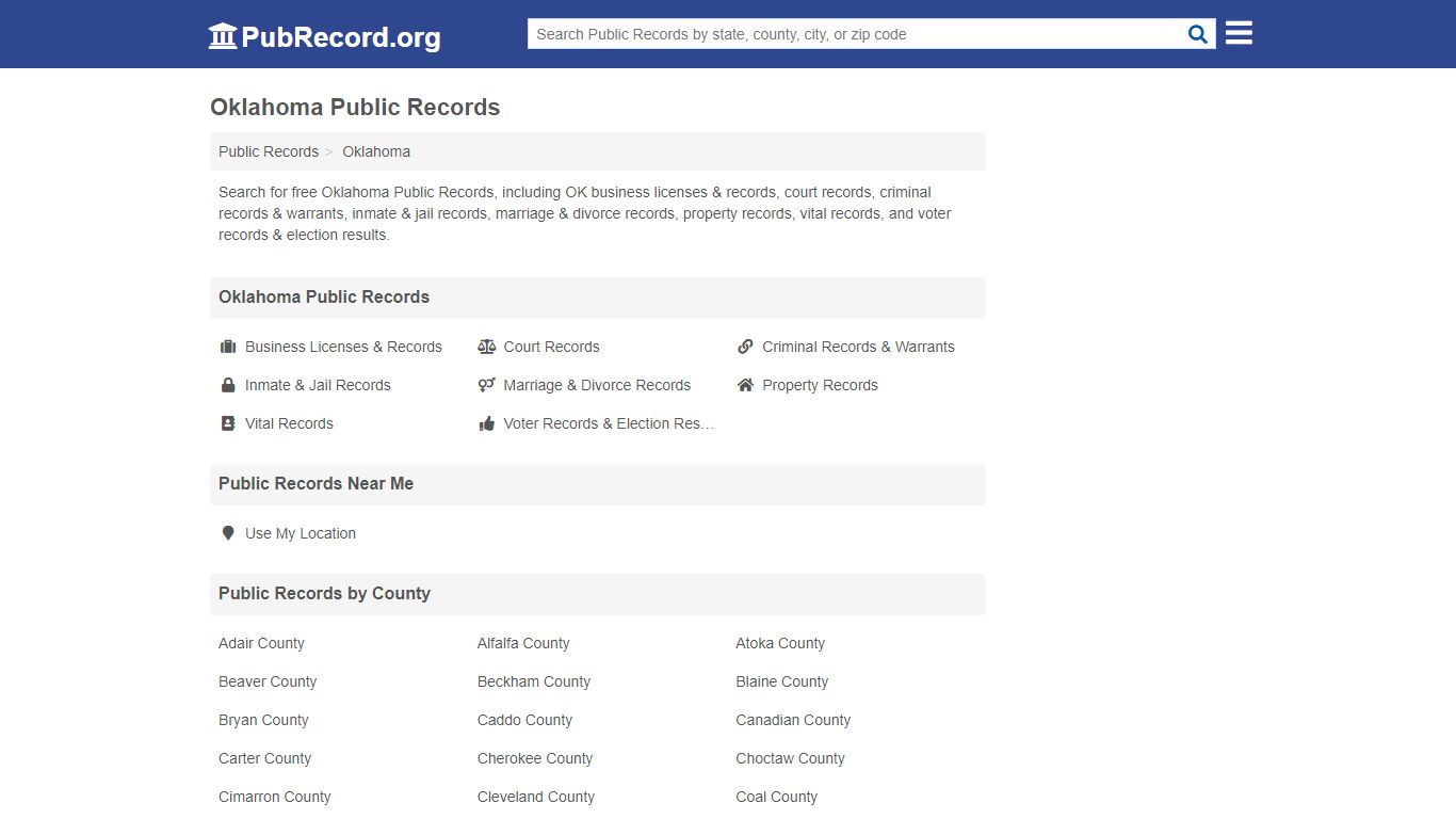 Free Oklahoma Public Records - PubRecord.org