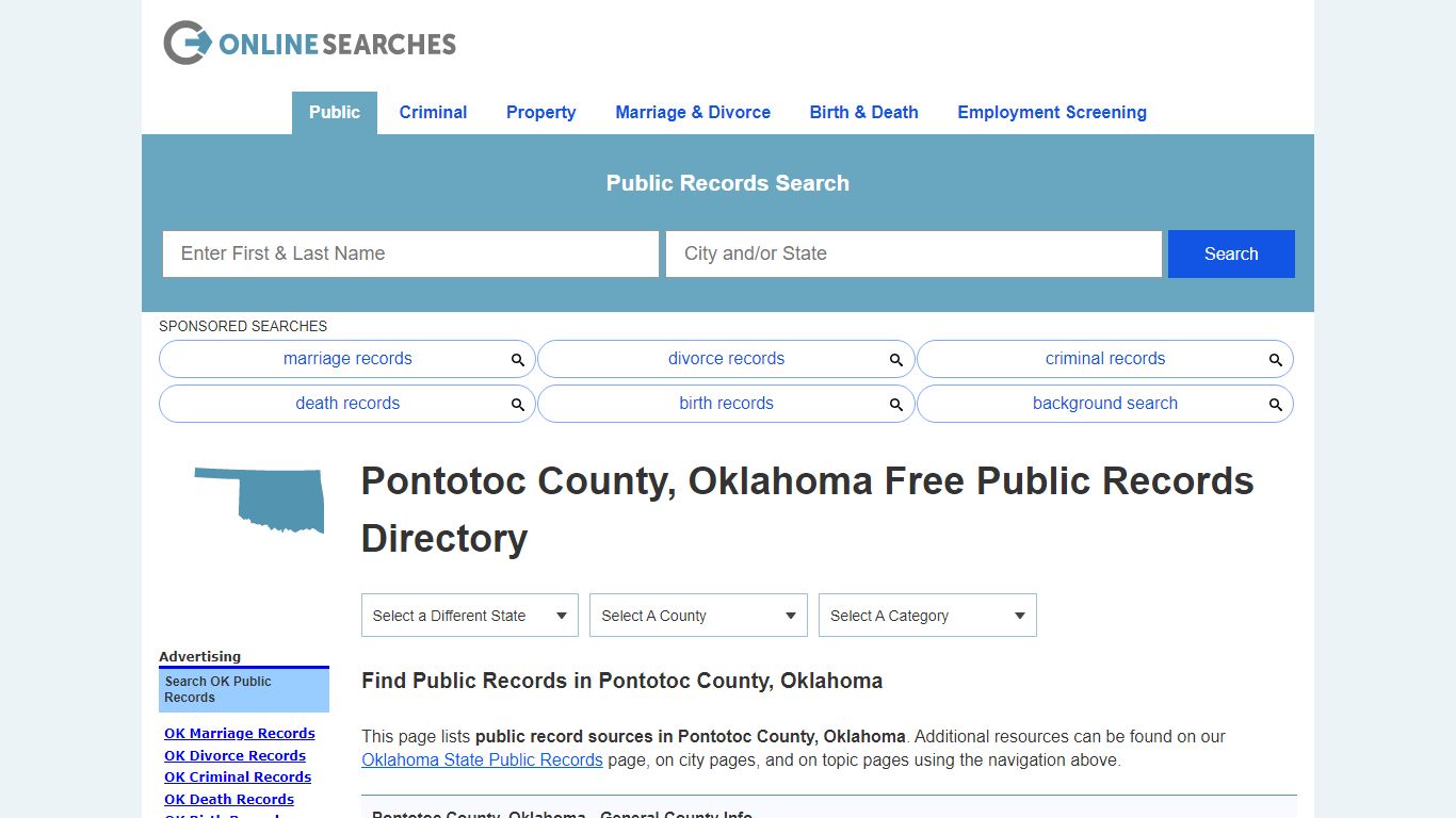 Pontotoc County, Oklahoma Free Public Records Directory